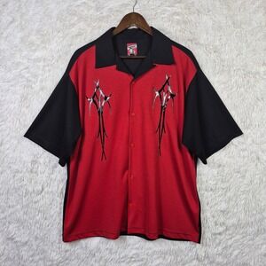 Tonic Clothing BC Ethic Mens XL Red Black Tribal Bowling Shirt  USA Made
